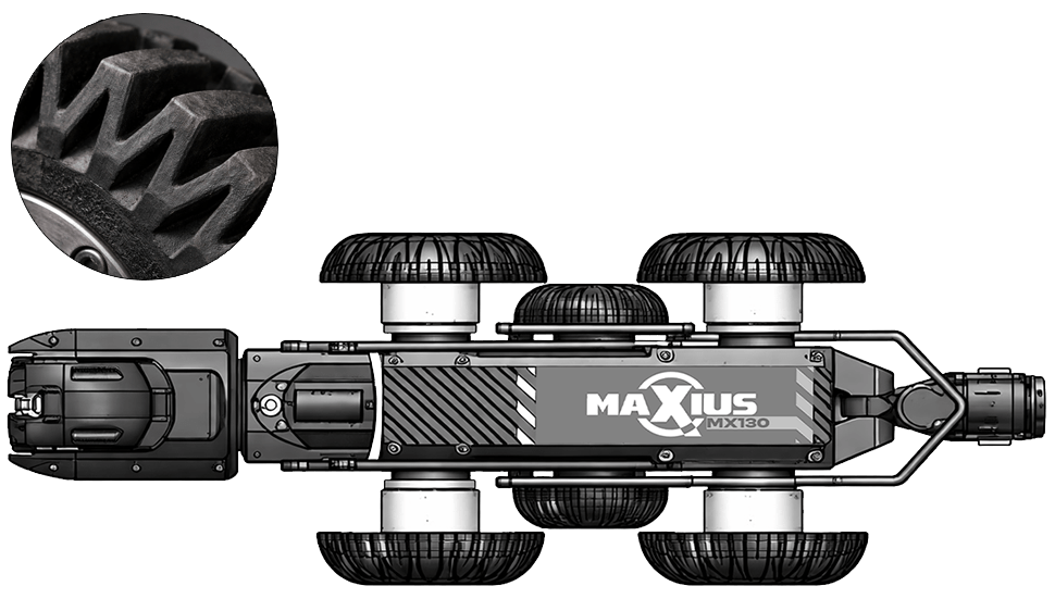 MX130 Rubber Wheel 125mm Wide